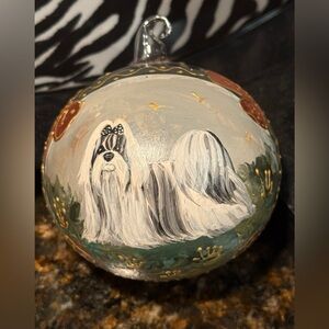 Handpainted Glass Dog Ornament
